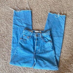 Levi’s Ribcage Straight Ankle Jeans High Rise Button Fly Light Blue sz 23